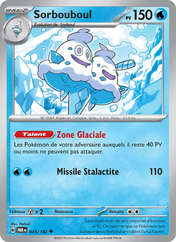 Carte Pokémon Sorbouboul 045/182 de l'extension Faille Paradoxe