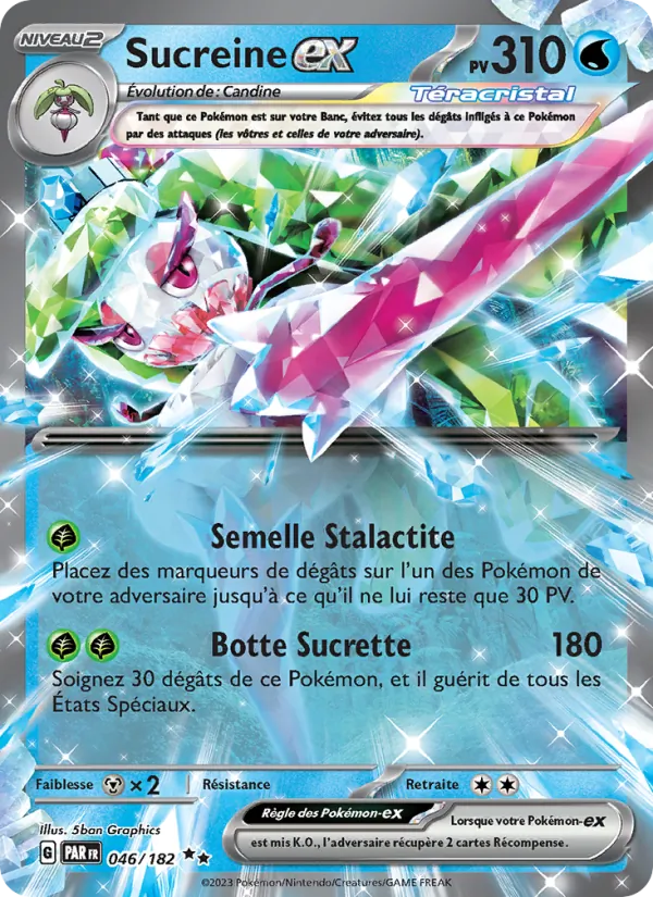 Carte Pokémon Sucreine-ex 046/182 de l'extension Faille Paradoxe