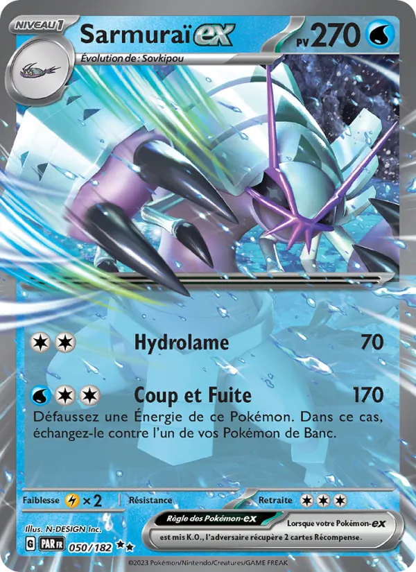 Carte Pokémon Sarmuraï-ex 050/182 de l'extension Faille Paradoxe
