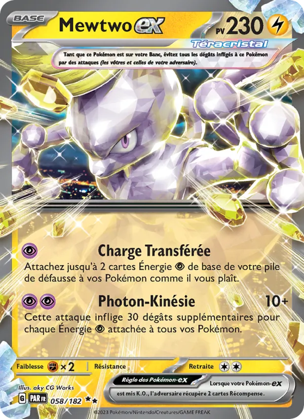 Carte Pokémon Mewtwo-ex 058/182 de l'extension Faille Paradoxe