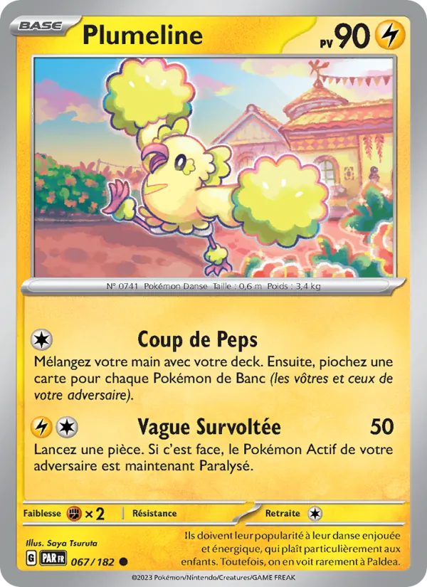 Carte Pokémon Plumeline 067/182 de l'extension Faille Paradoxe