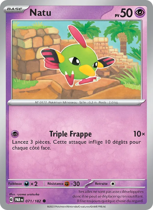 Carte Pokémon Natu 071/182 de l'extension Faille Paradoxe