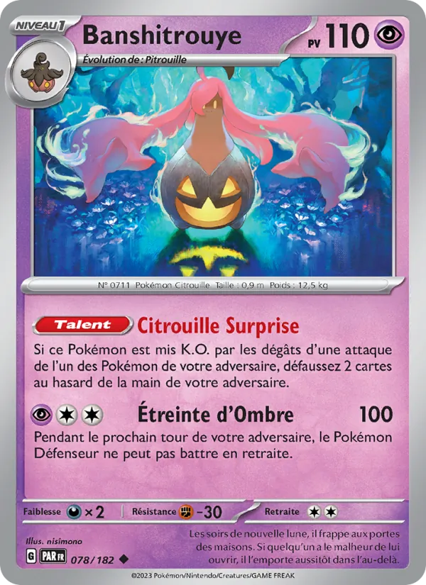 Carte Pokémon Banshitrouye 078/182 de l'extension Faille Paradoxe