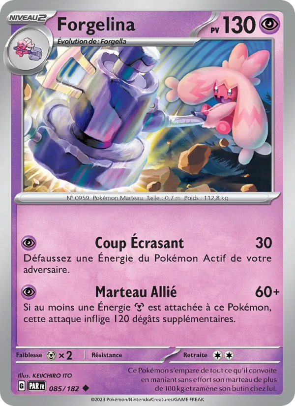 Carte Pokémon Forgelina 085/182 de l'extension Faille Paradoxe