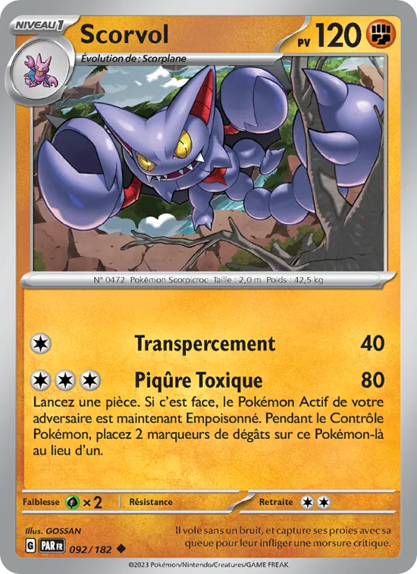 Carte Pokémon Scorvol 092/182 de l'extension Faille Paradoxe