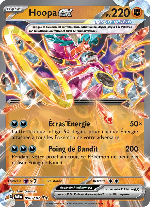 Carte Pokémon Hoopa-ex 098/182 de l'extension Faille Paradoxe