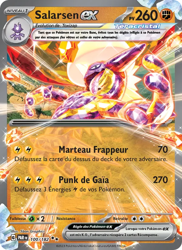 Carte Pokémon Salarsen-ex 100/182 de l'extension Faille Paradoxe