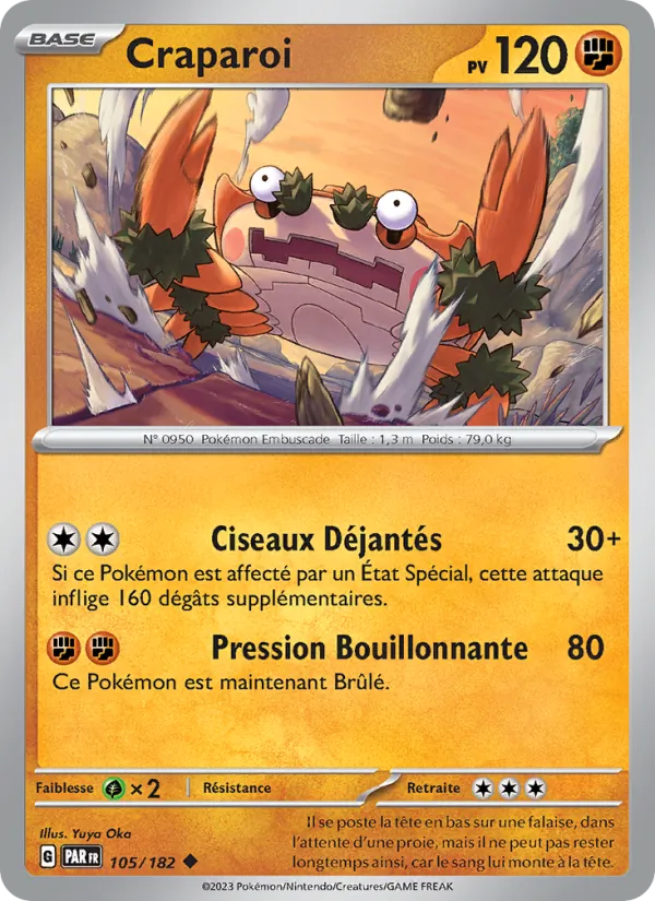 Carte Pokémon Craparoi 105/182 de l'extension Faille Paradoxe