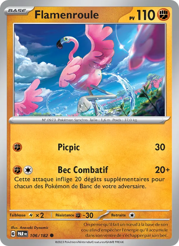 Carte Pokémon Flamenroule 106/182 de l'extension Faille Paradoxe