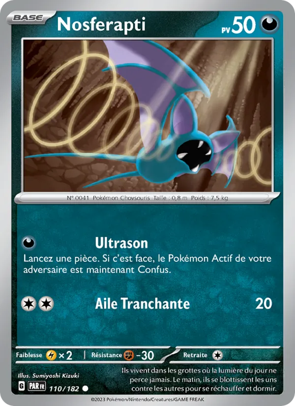 Carte Pokémon Nosferapti 110/182 de l'extension Faille Paradoxe