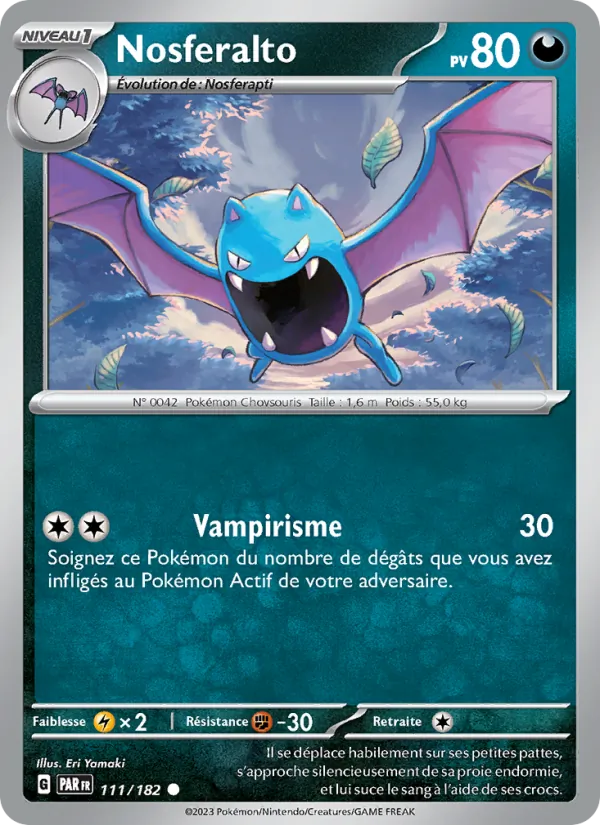 Carte Pokémon Nosferalto 111/182 de l'extension Faille Paradoxe