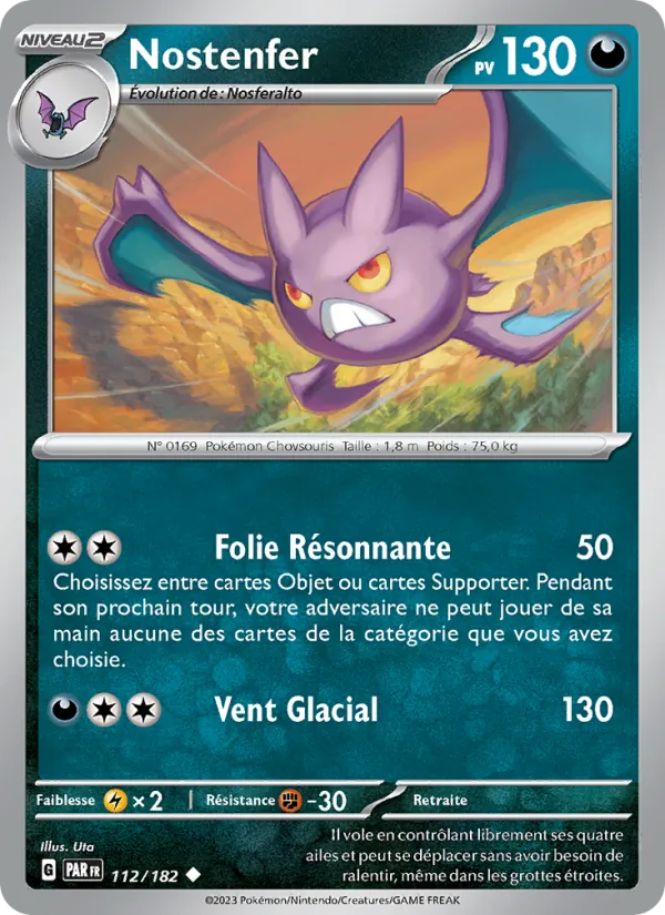 Carte Pokémon Nostenfer 112/182 de l'extension Faille Paradoxe