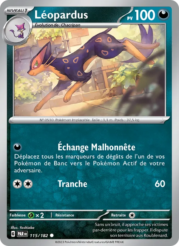 Carte Pokémon Léopardus 115/182 de l'extension Faille Paradoxe