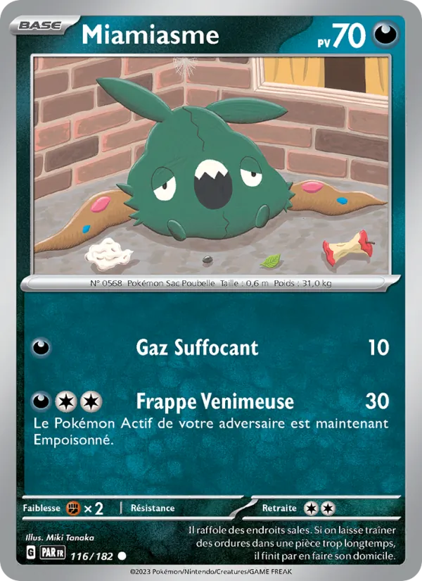 Carte Pokémon Miamiasme 116/182 de l'extension Faille Paradoxe