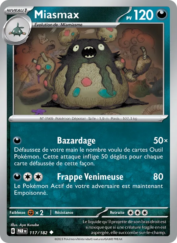 Carte Pokémon Miasmax 117/182 de l'extension Faille Paradoxe