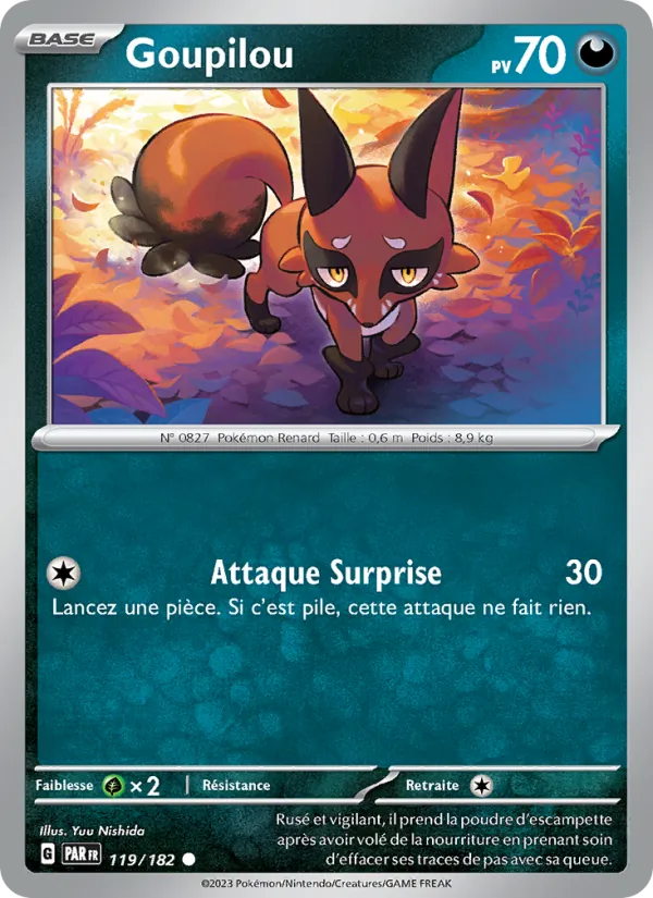 Carte Pokémon Goupilou 119/182 de l'extension Faille Paradoxe