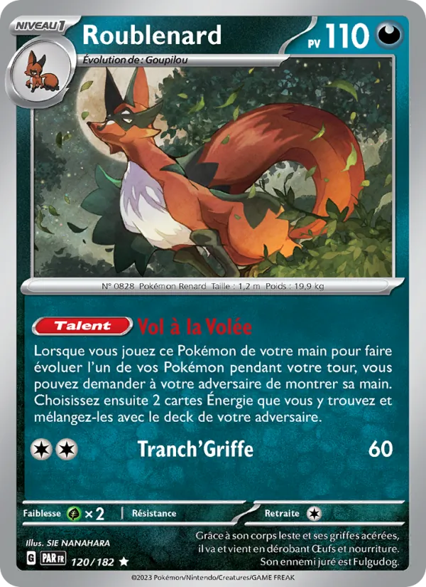 Carte Pokémon Roublenard 120/182 de l'extension Faille Paradoxe