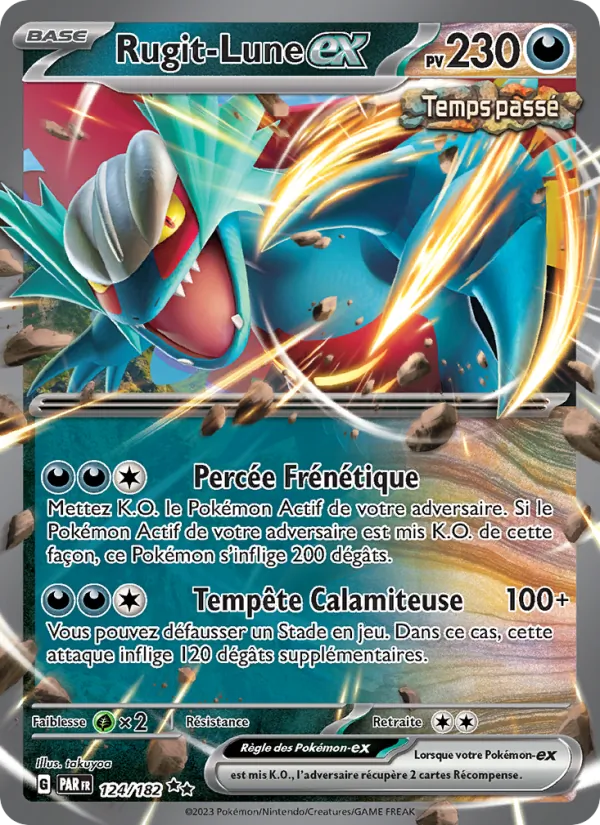 Carte Pokémon Rugit-Lune-ex 124/182 de l'extension Faille Paradoxe
