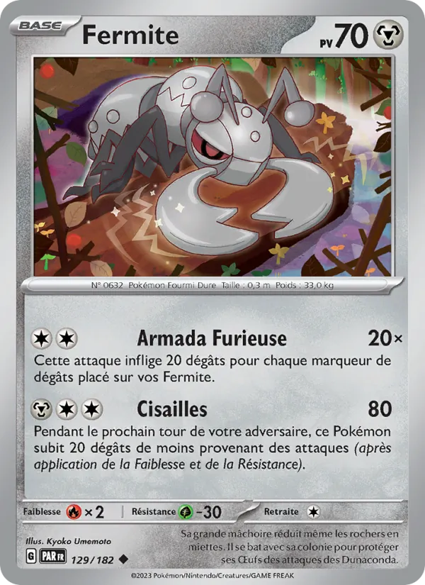 Carte Pokémon Fermite 129/182 de l'extension Faille Paradoxe