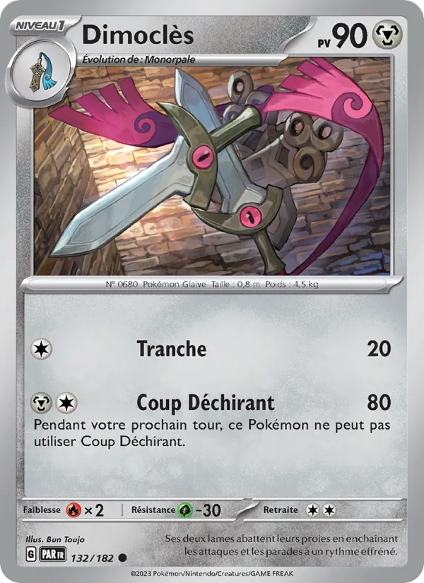 Carte Pokémon Dimoclès 132/182 de l'extension Faille Paradoxe