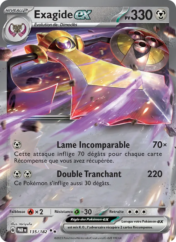 Carte Pokémon Exagide-ex 135/182 de l'extension Faille Paradoxe
