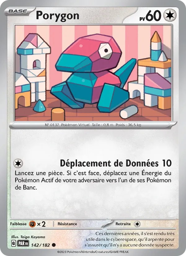 Carte Pokémon Porygon 142/182 de l'extension Faille Paradoxe