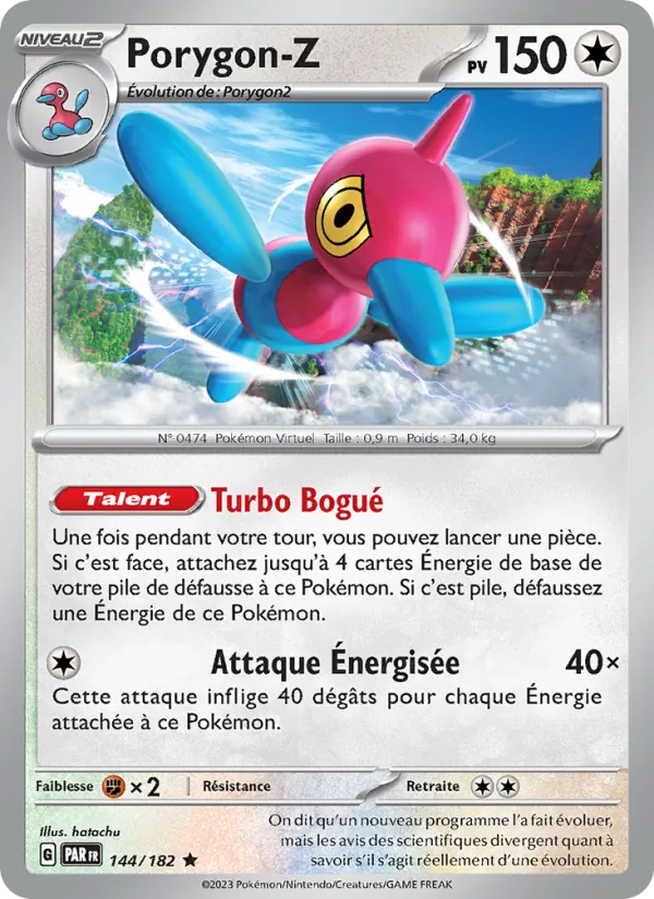 Carte Pokémon Porygon-Z 144/182 de l'extension Faille Paradoxe