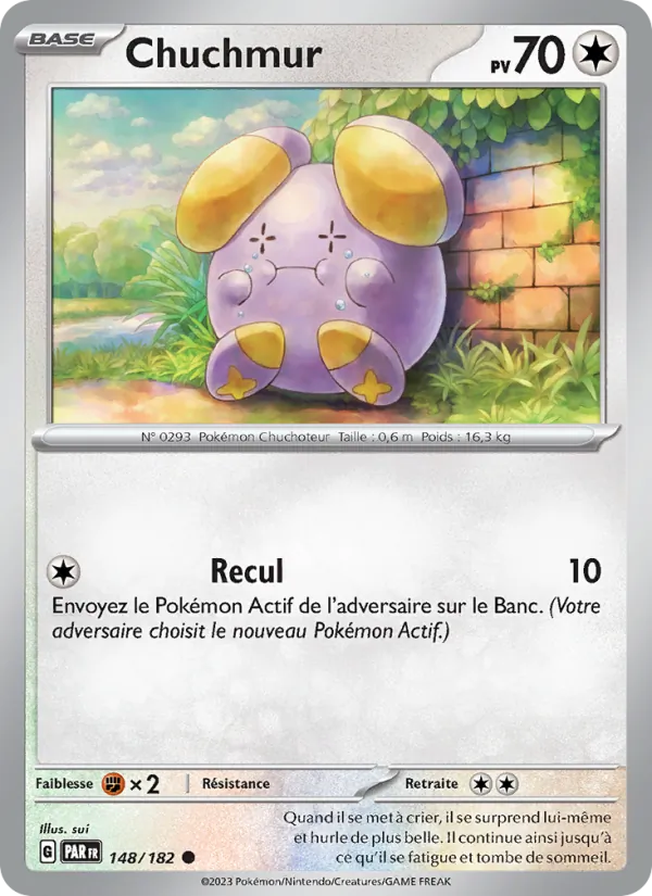 Carte Pokémon Chuchmur 148/182 de l'extension Faille Paradoxe