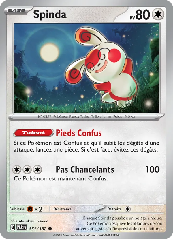 Carte Pokémon Spinda 151/182 de l'extension Faille Paradoxe