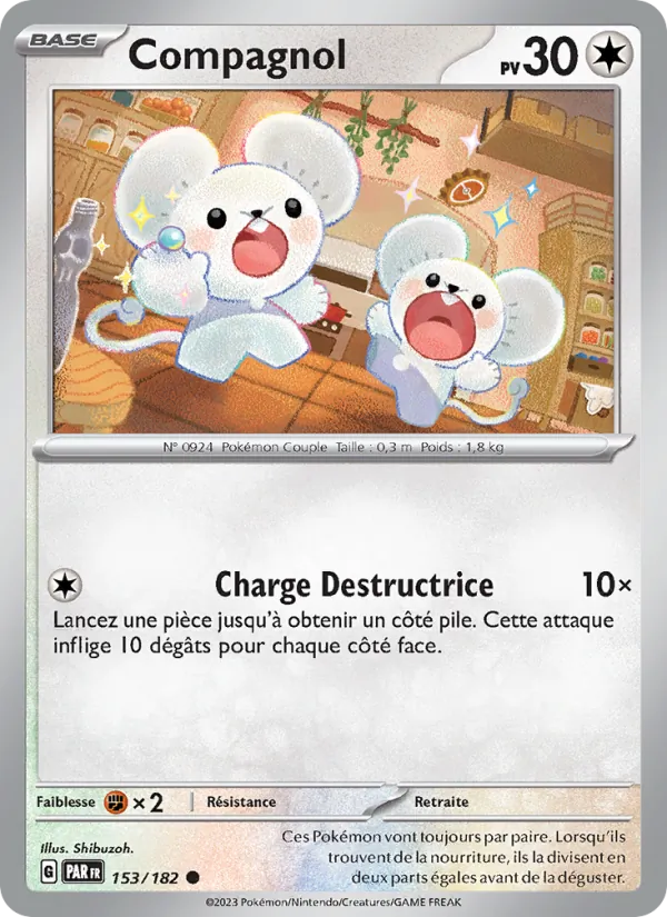Carte Pokémon Compagnol 153/182 de l'extension Faille Paradoxe