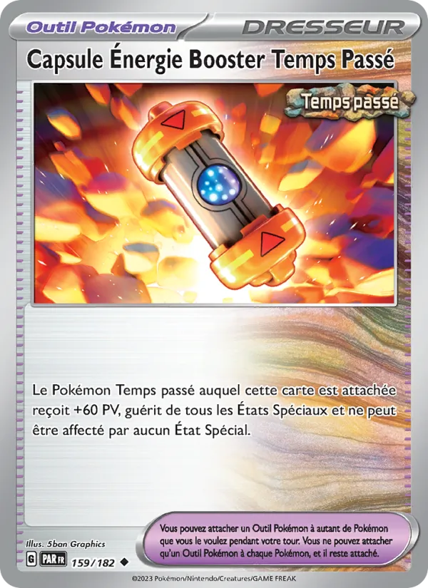 Carte Pokémon Capsule Énergie Booster Temps Passé 159/182 de l'extension Faille Paradoxe