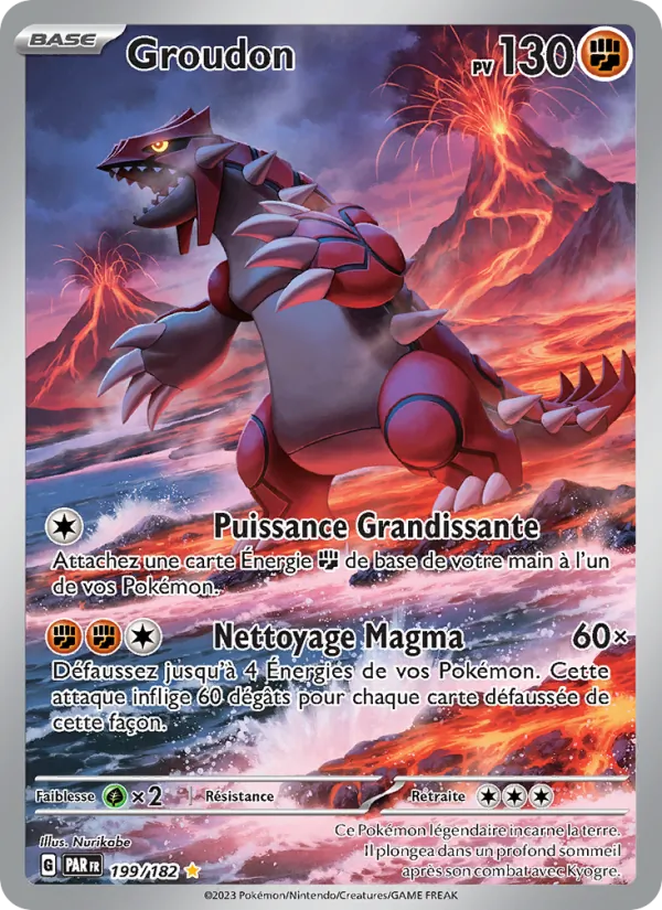 Carte Pokémon Groudon 199/182 de l'extension Faille Paradoxe