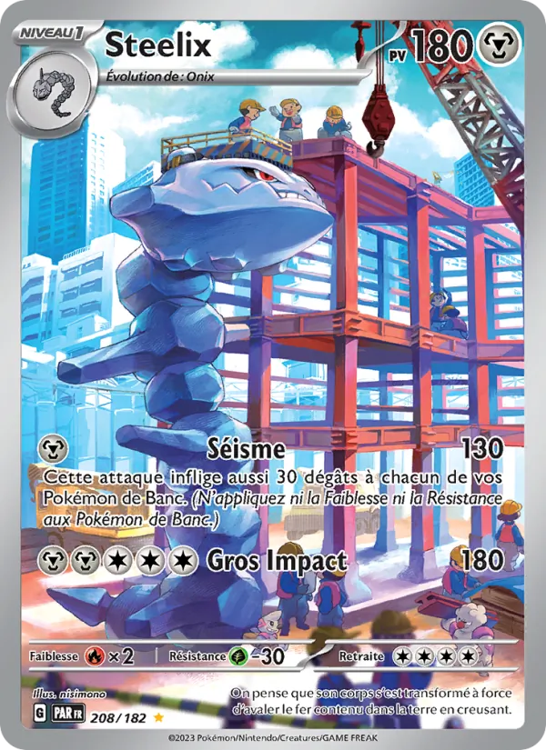 Carte Pokémon Steelix 208/182 de l'extension Faille Paradoxe