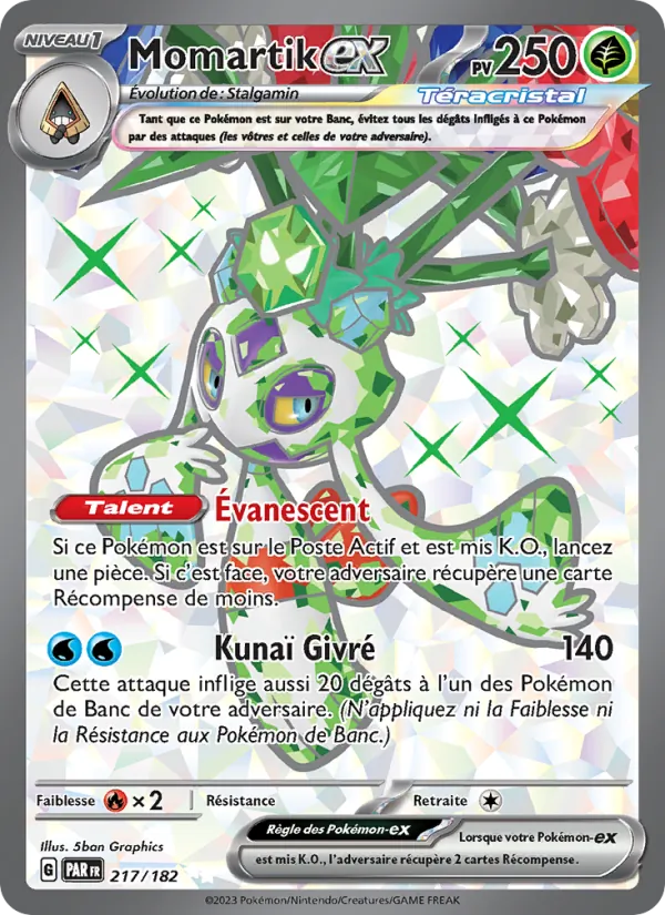 Carte Pokémon Momartik-ex 217/182 de l'extension Faille Paradoxe