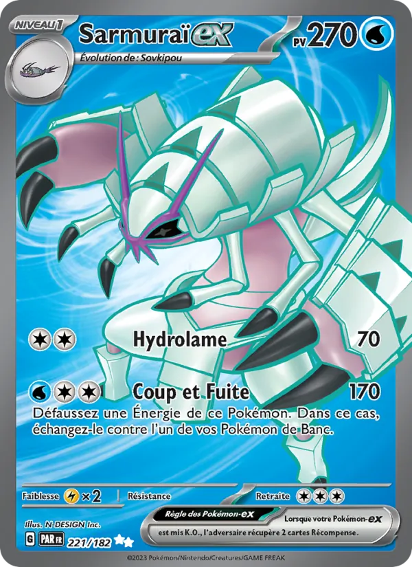 Carte Pokémon Sarmuraï-ex 221/182 de l'extension Faille Paradoxe
