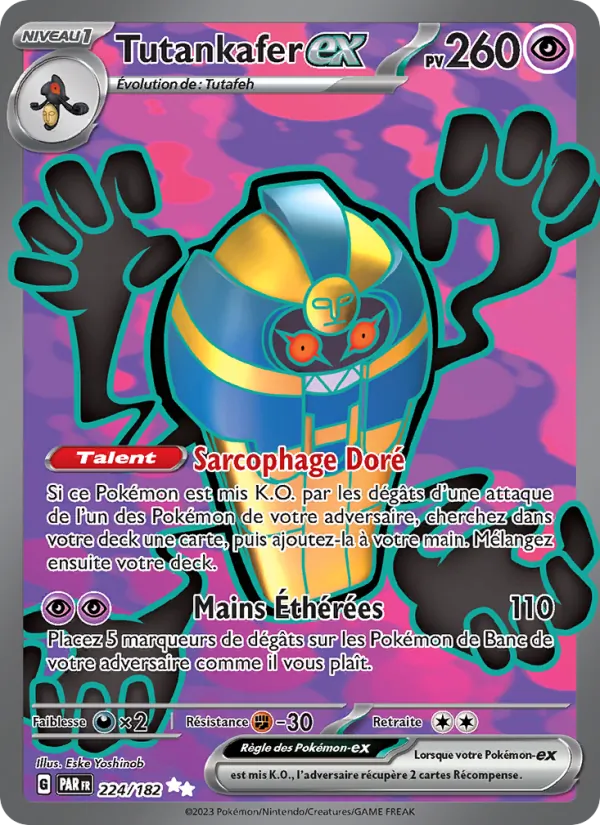 Carte Pokémon Tutankafer-ex 224/182 de l'extension Faille Paradoxe