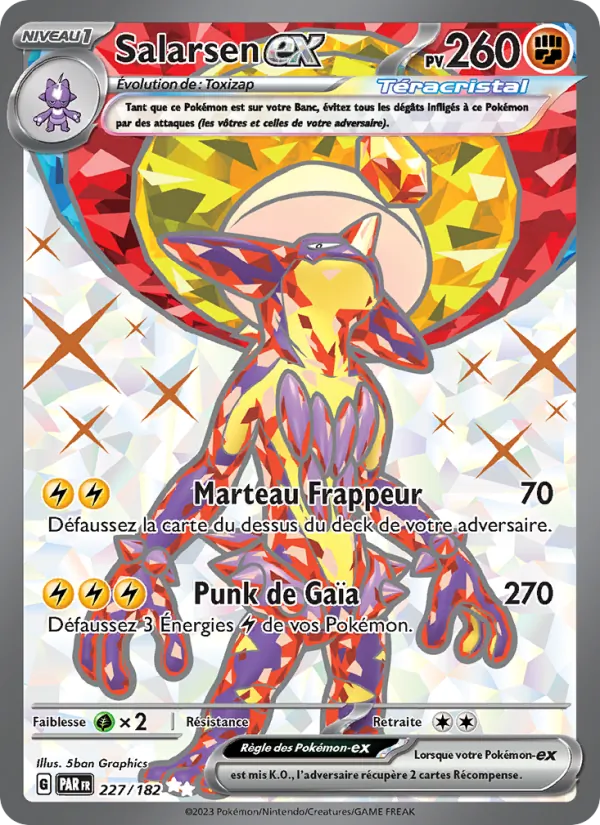 Carte Pokémon Salarsen-ex 227/182 de l'extension Faille Paradoxe