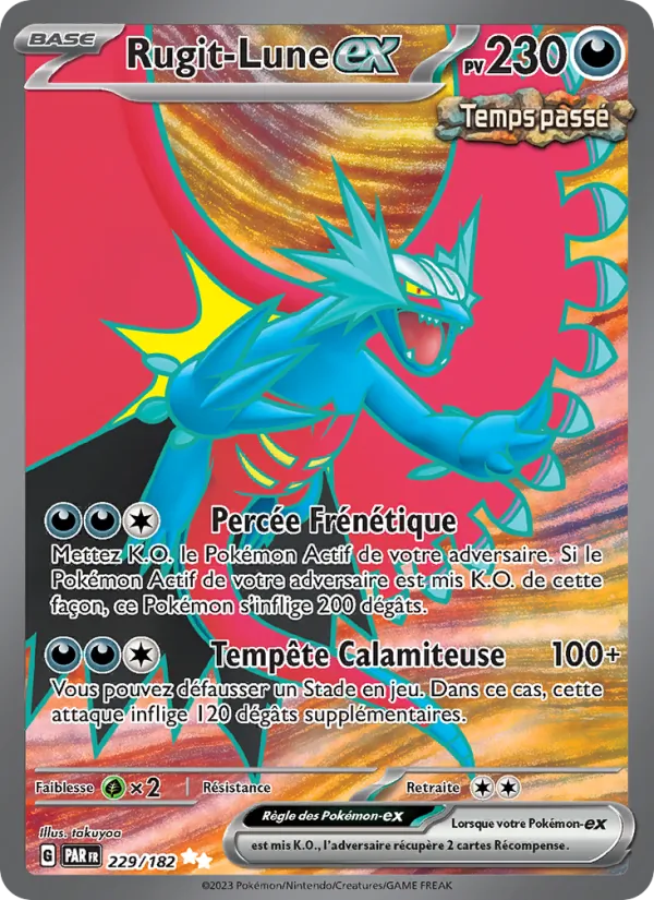 Carte Pokémon Rugit-Lune-ex 229/182 de l'extension Faille Paradoxe