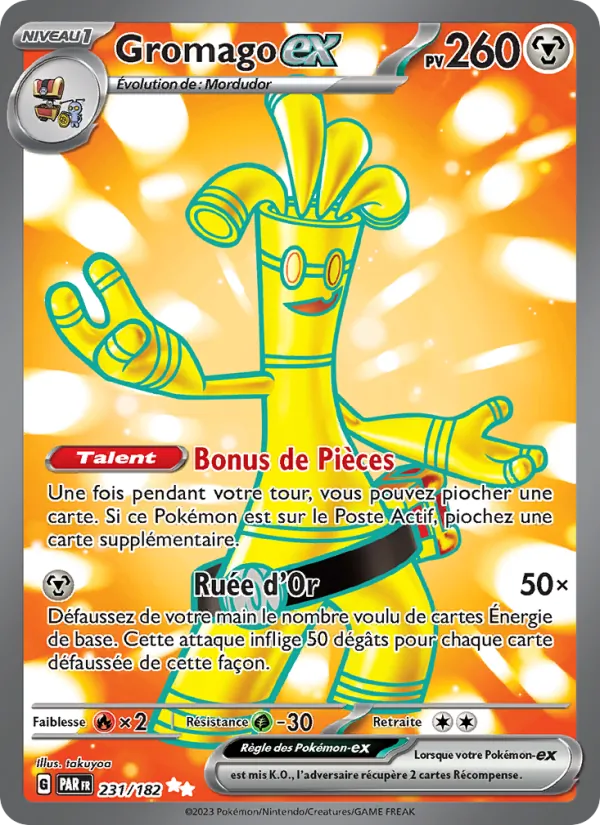 Carte Pokémon Gromago-ex 231/182 de l'extension Faille Paradoxe