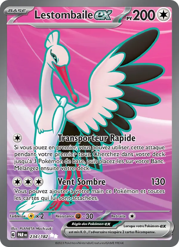Carte Pokémon Lestombaile-ex 234/182 de l'extension Faille Paradoxe