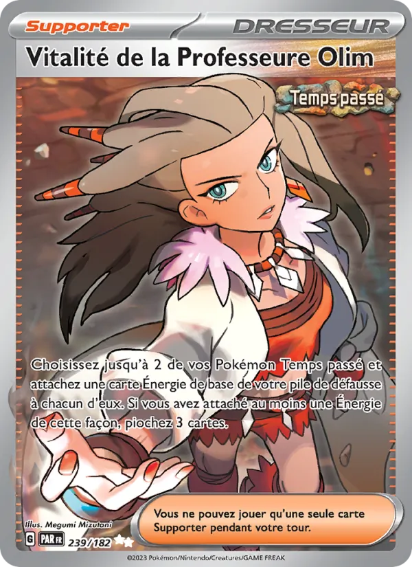 Carte Pokémon Vitalité de la Professeure Olim 239/182 de l'extension Faille Paradoxe