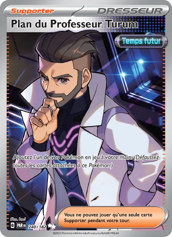 Carte Pokémon Plan du Professeur Turum 240/182 de l'extension Faille Paradoxe