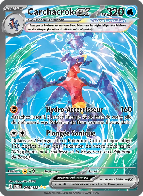 Carte Pokémon Carchacrok-ex 245/182 de l'extension Faille Paradoxe