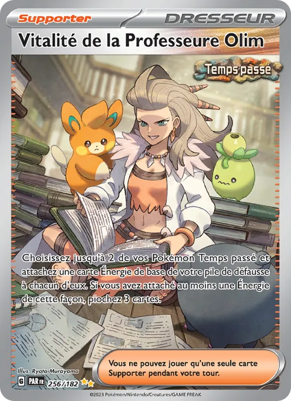 Carte Pokémon Vitalité de la Professeure Olim 256/182 de l'extension Faille Paradoxe