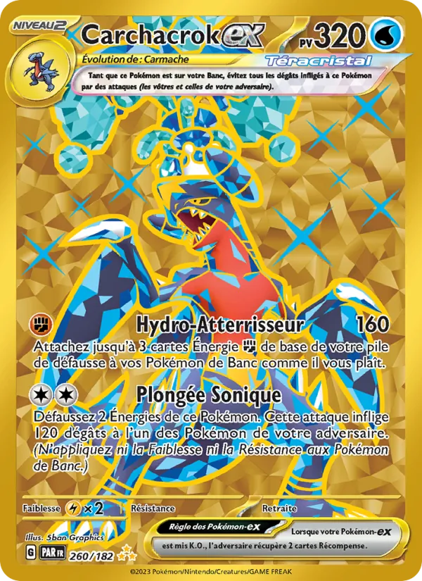 Carte Pokémon Carchacrok-ex 260/182 de l'extension Faille Paradoxe