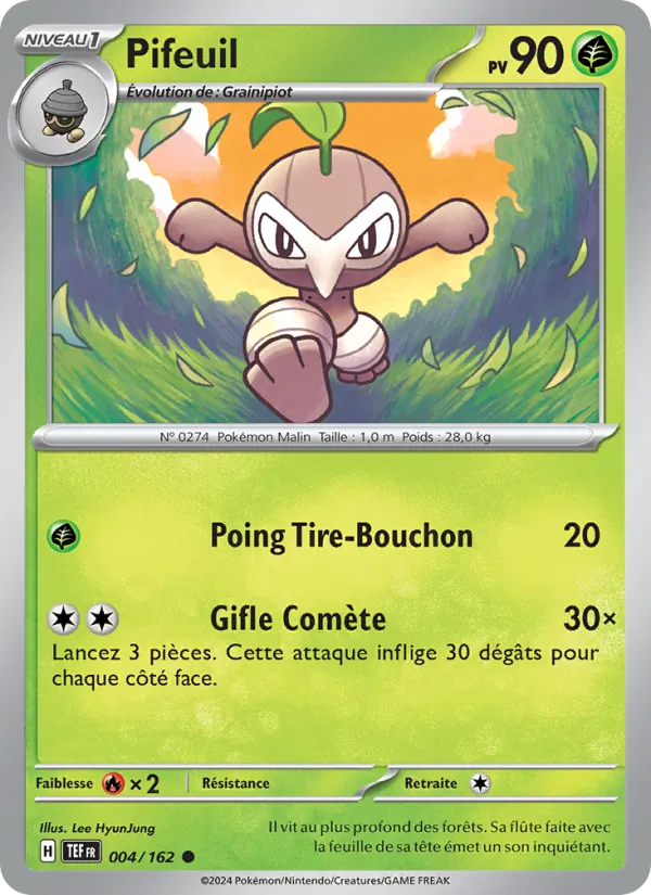Carte Pokémon Pifeuil 004/162 de l'extension Forces Temporelles
