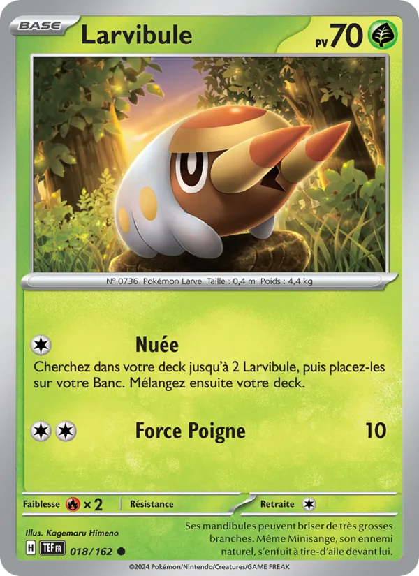 Carte Pokémon Larvibule 018/162 de l'extension Forces Temporelles