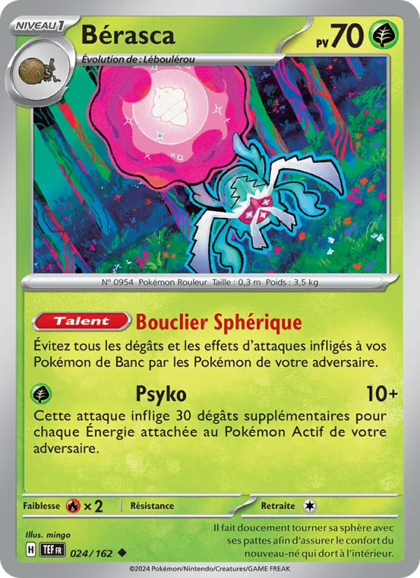 Carte Pokémon Bérasca 024/162 de l'extension Forces Temporelles