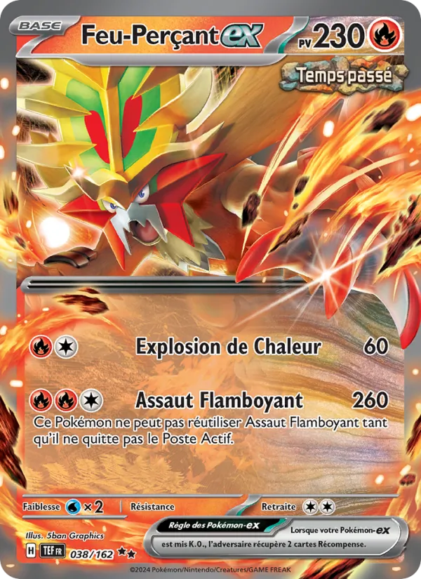 Carte Pokémon Feu-Perçant-ex 038/162 de l'extension Forces Temporelles