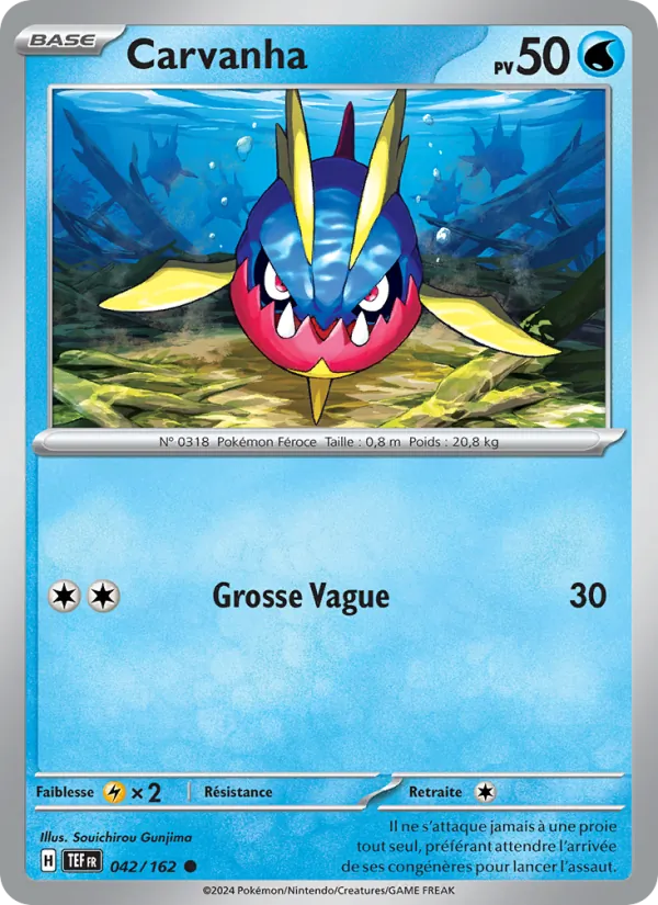 Carte Pokémon Carvanha 042/162 de l'extension Forces Temporelles